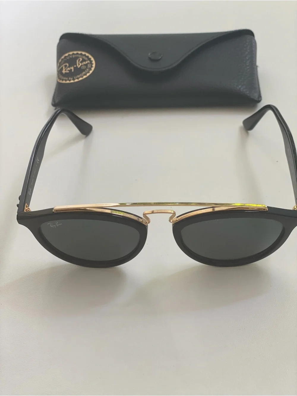Ray-Ban Black & Gold Round Metal-Top Sunglasses